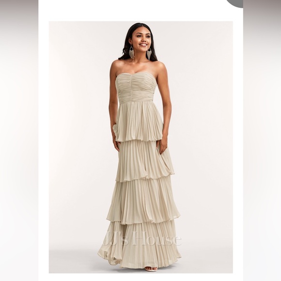 JJs House Strapless Sand Layered Dress - Picture 6 of 7